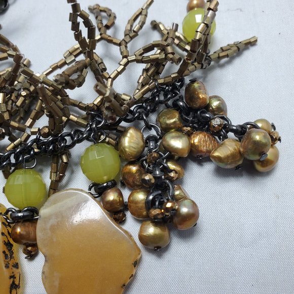 Coldwater Creek coral statement neck with gunmetal chain - Picture 5 of 7